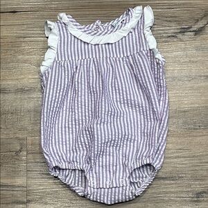 Striped Lavender and White Kids One Piece